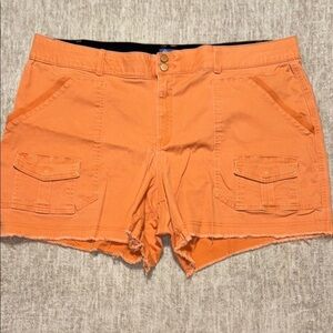 24W Democracy "Ab"solution orange cut off shorts plus size